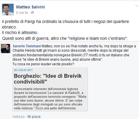 Charlie Hebdo Matteo Salvini